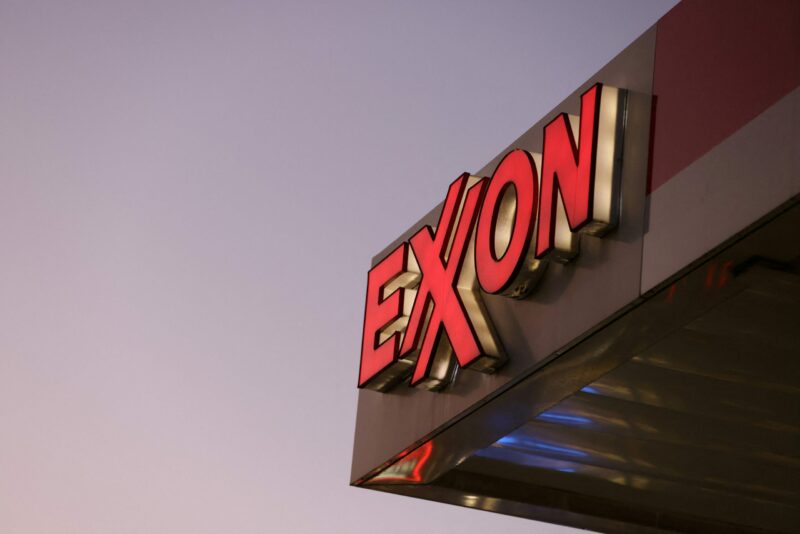 ExxonMobil Signage at Exxon gas station in Brooklyn, New York City
